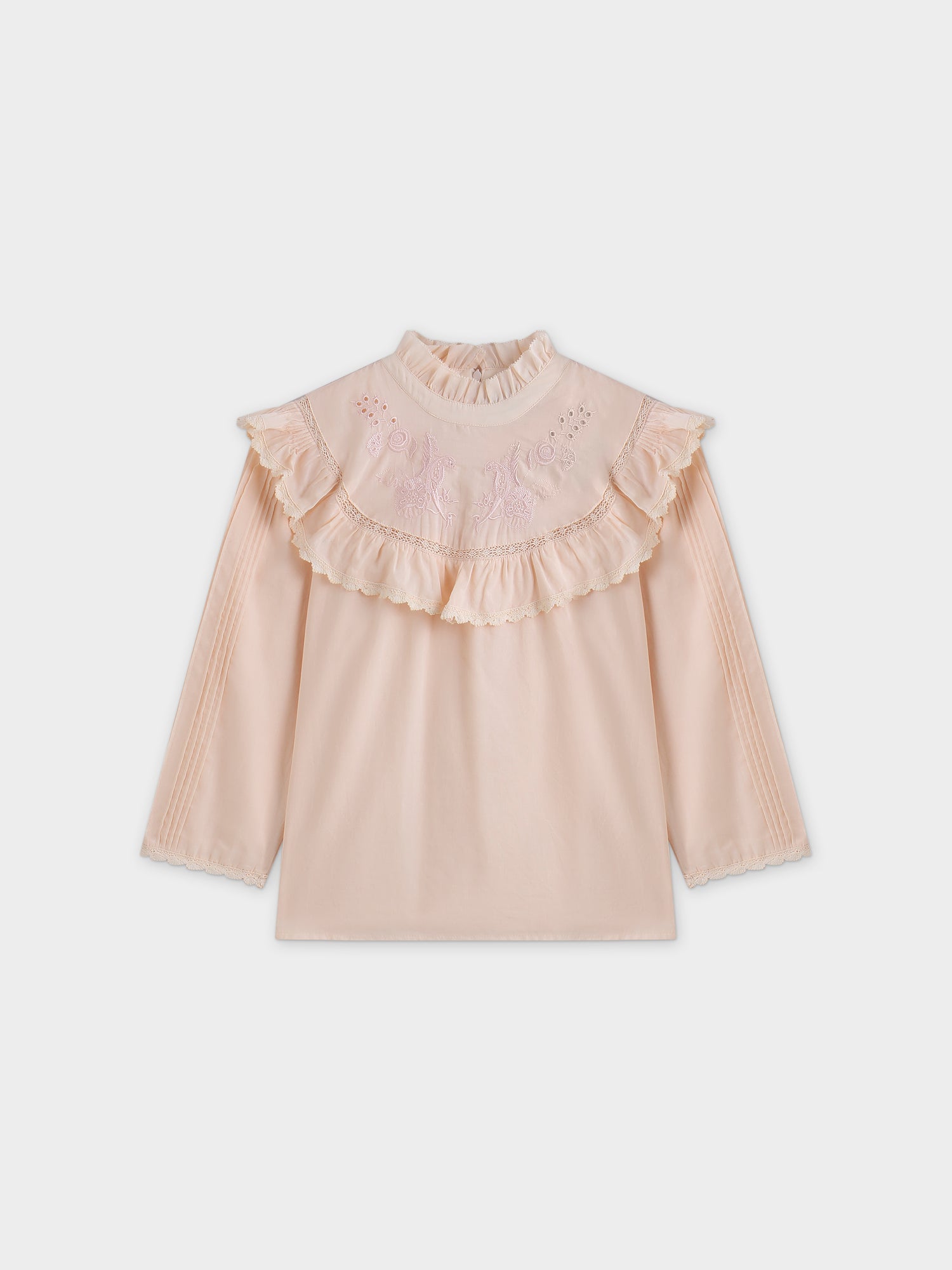 Eyelet Trimmed Blouse-Peach