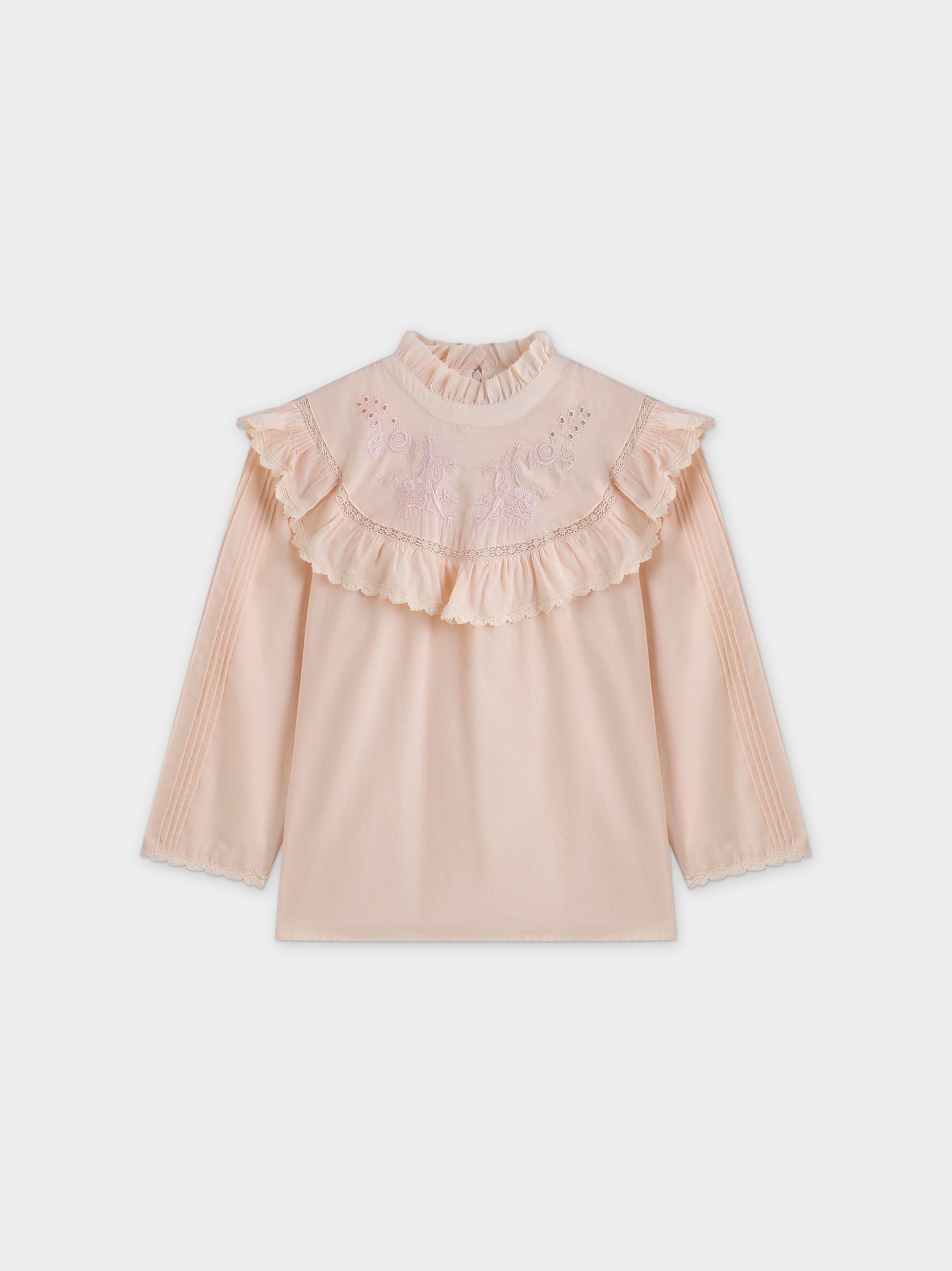 Eyelet Trimmed Blouse-Peach