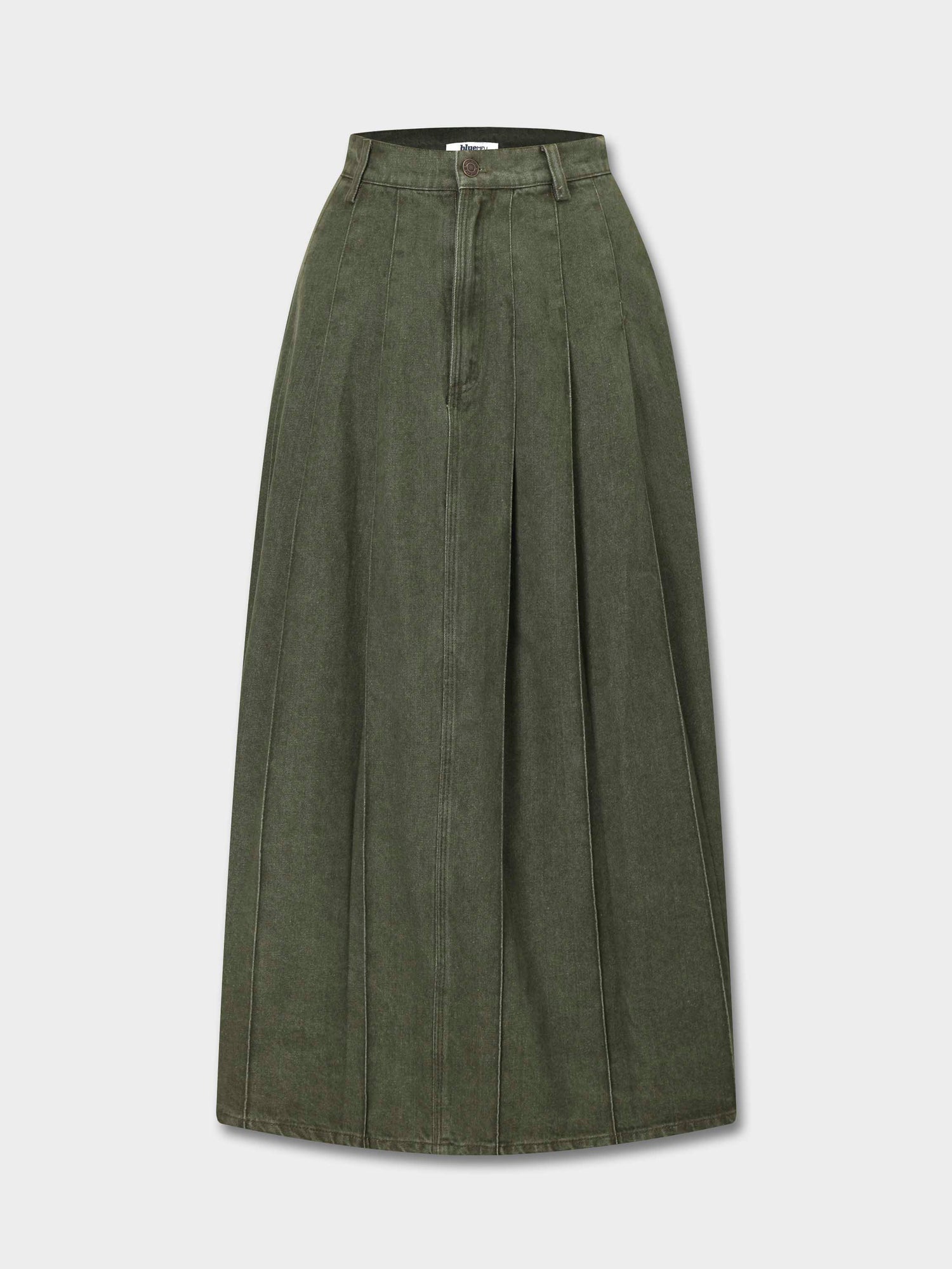 Stitched Pleated Skirt-Olive Green