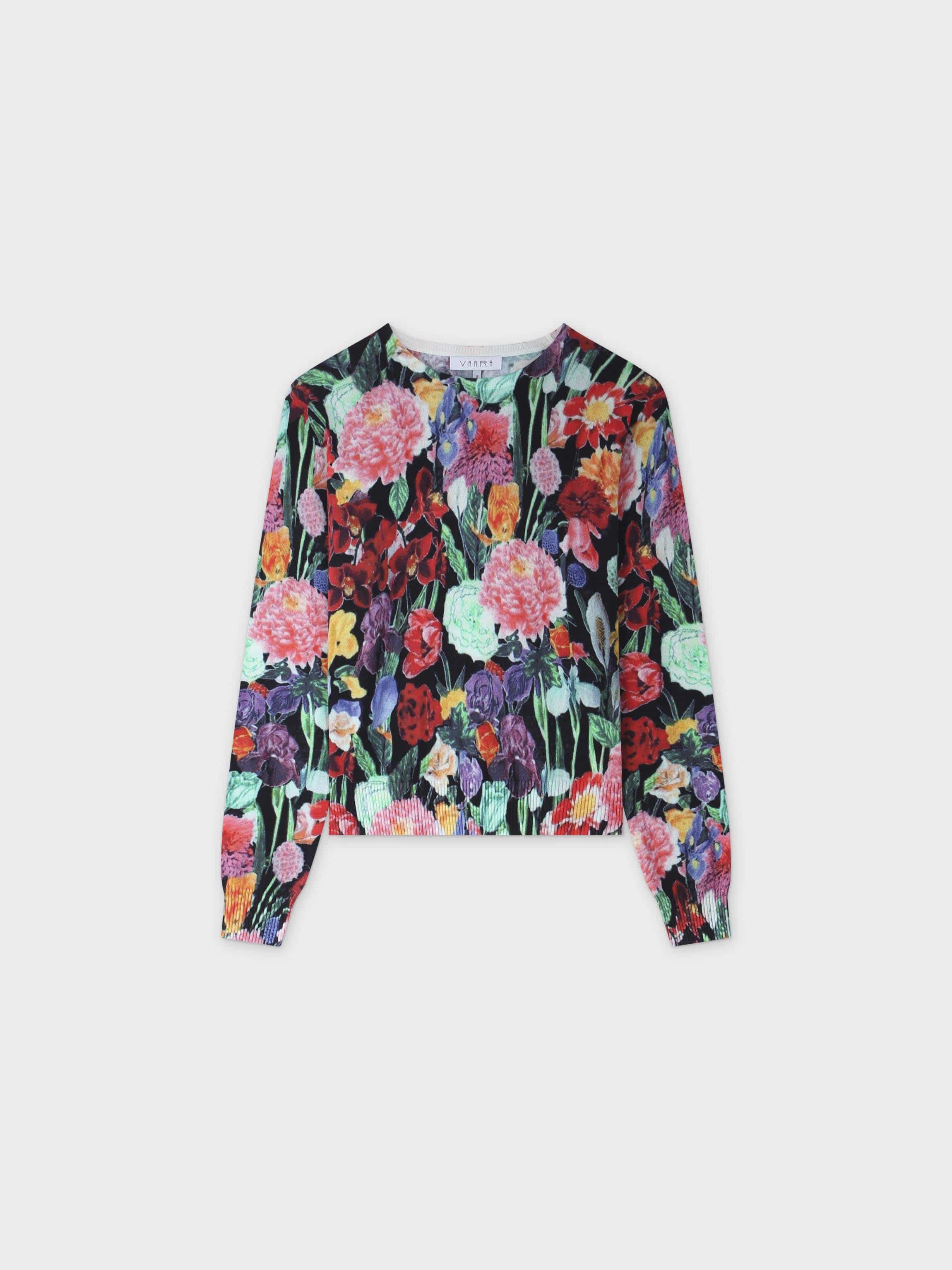 Printed Sweater-Vibrant Flowers