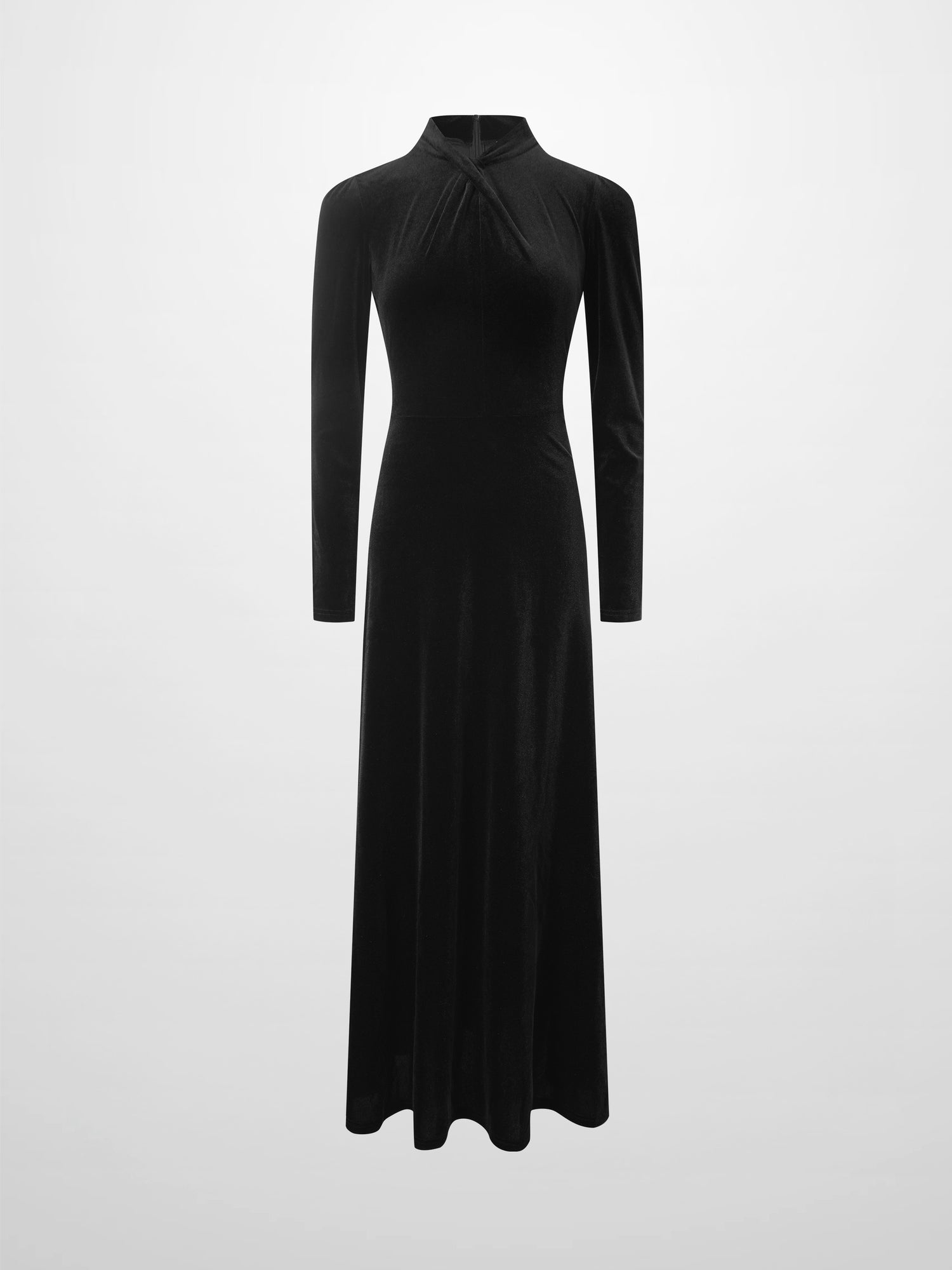 Meena Women's Velour Long Sleeve Mock Neck Front Knot Maxi Dress - Size 8 - Black Meena Women's Velour Long Sleeve Mock Neck Front Knot Maxi Dress - Size 8 - Black