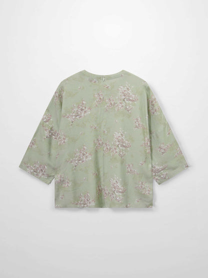 Linen Blend Crop Swing Top-Soft Floral