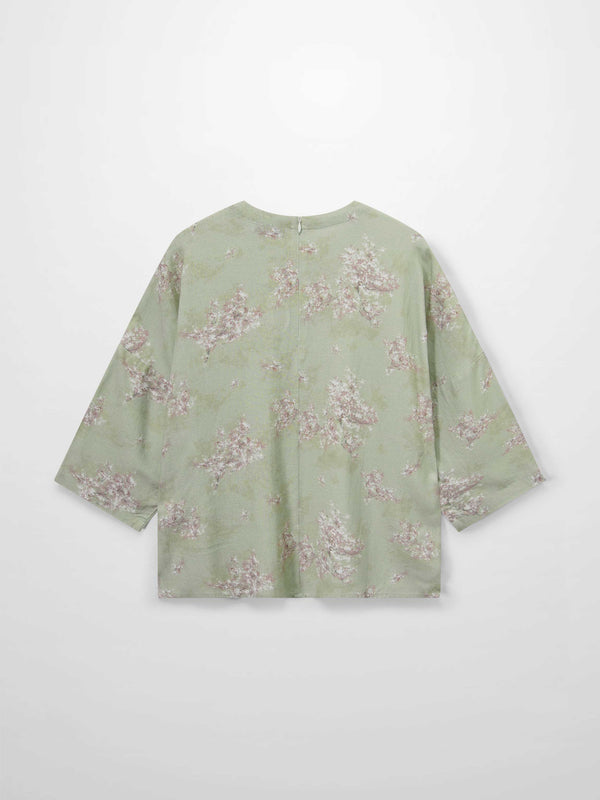 Linen Blend Crop Swing Top-Soft Floral