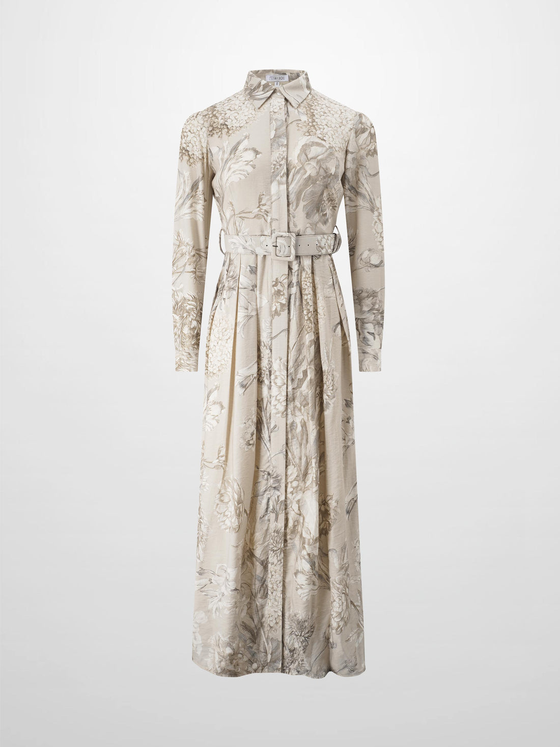 Belted Pleated Bottom Shirtdress-Pastel Mix