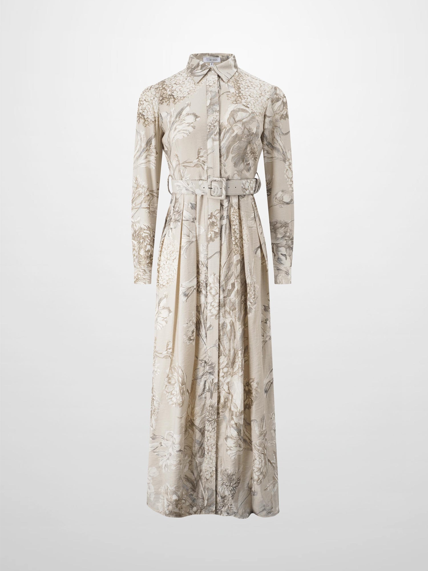 Belted Pleated Bottom Shirtdress-Pastel Mix