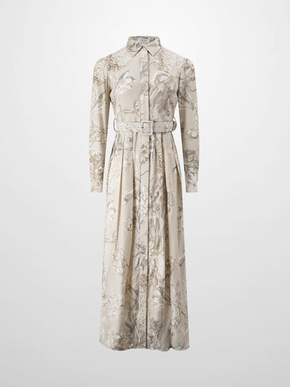 Belted Pleated Bottom Shirtdress-Pastel Mix