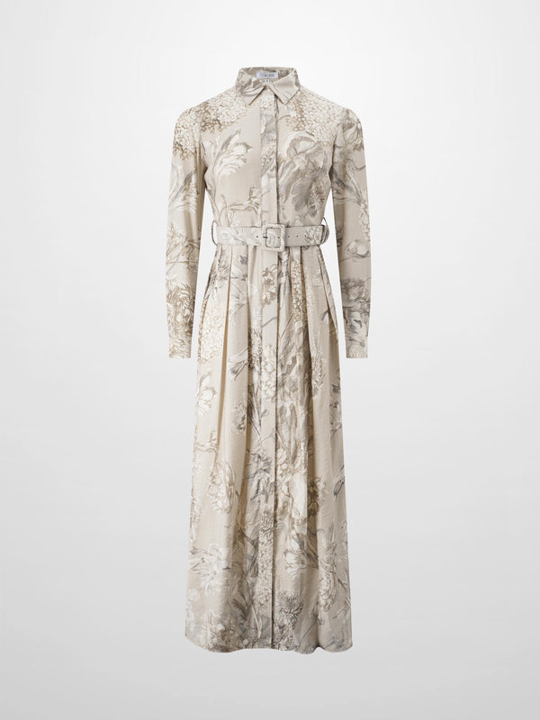Belted Pleated Bottom Shirtdress-Pastel Mix