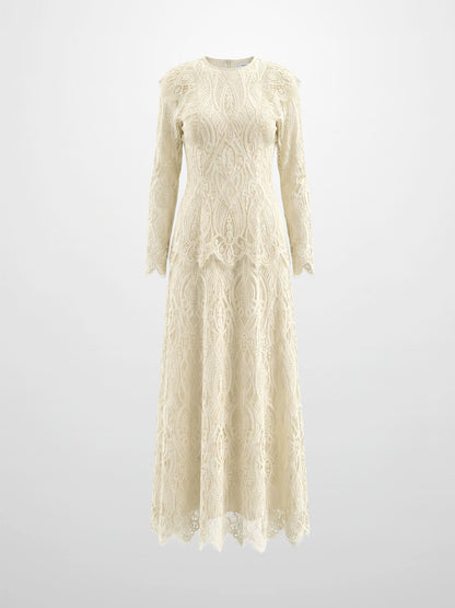 Lace Detail Dress-Ivory