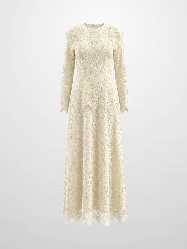 Lace Detail Dress-Ivory