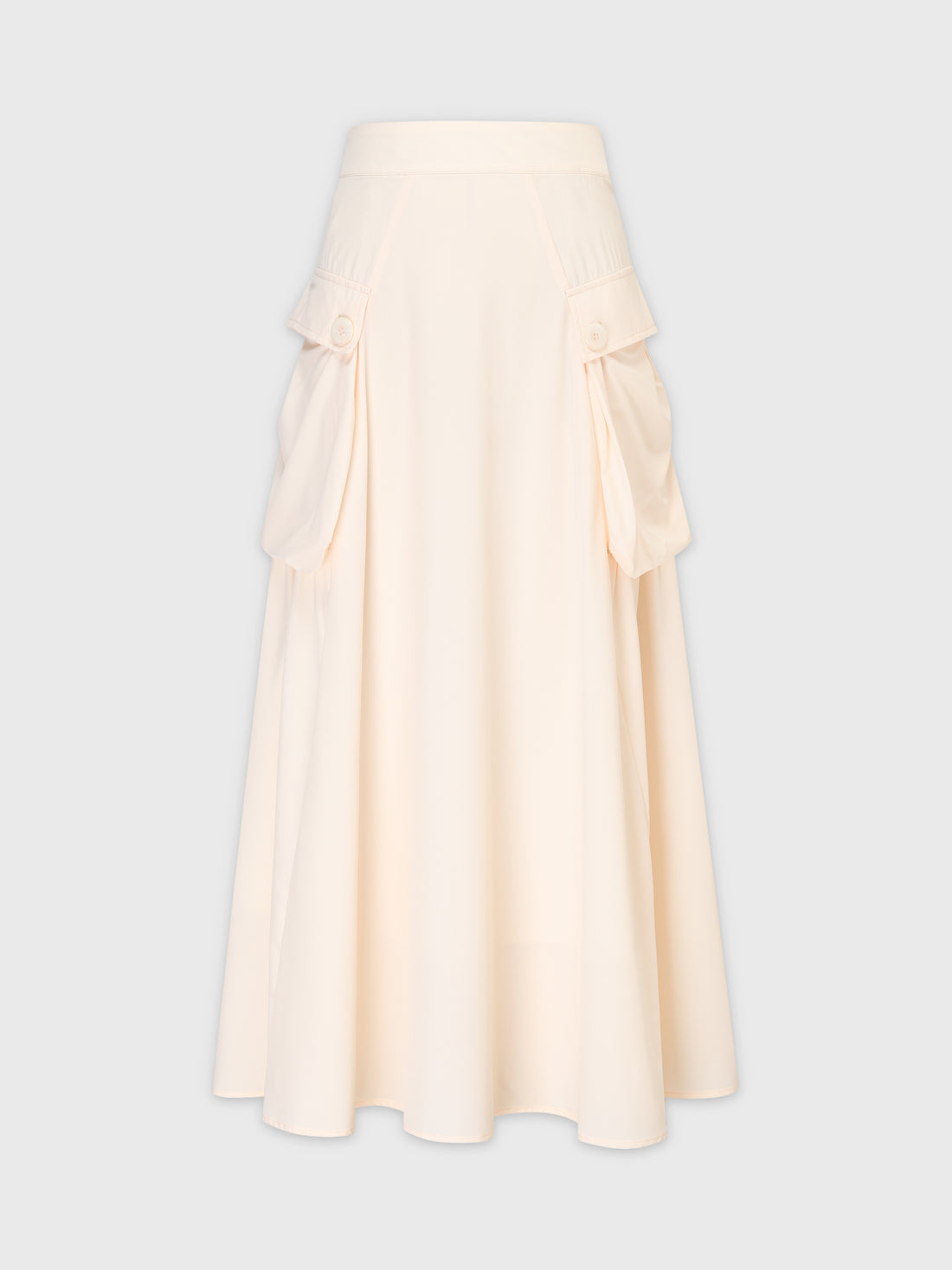 Button Cargo Pocket Skirt-Ivory