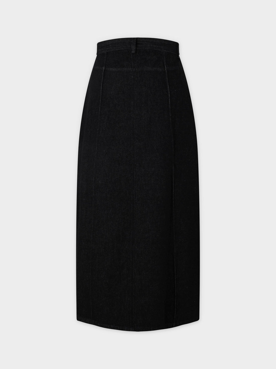 Denim Seamed Skirt-Deep Black