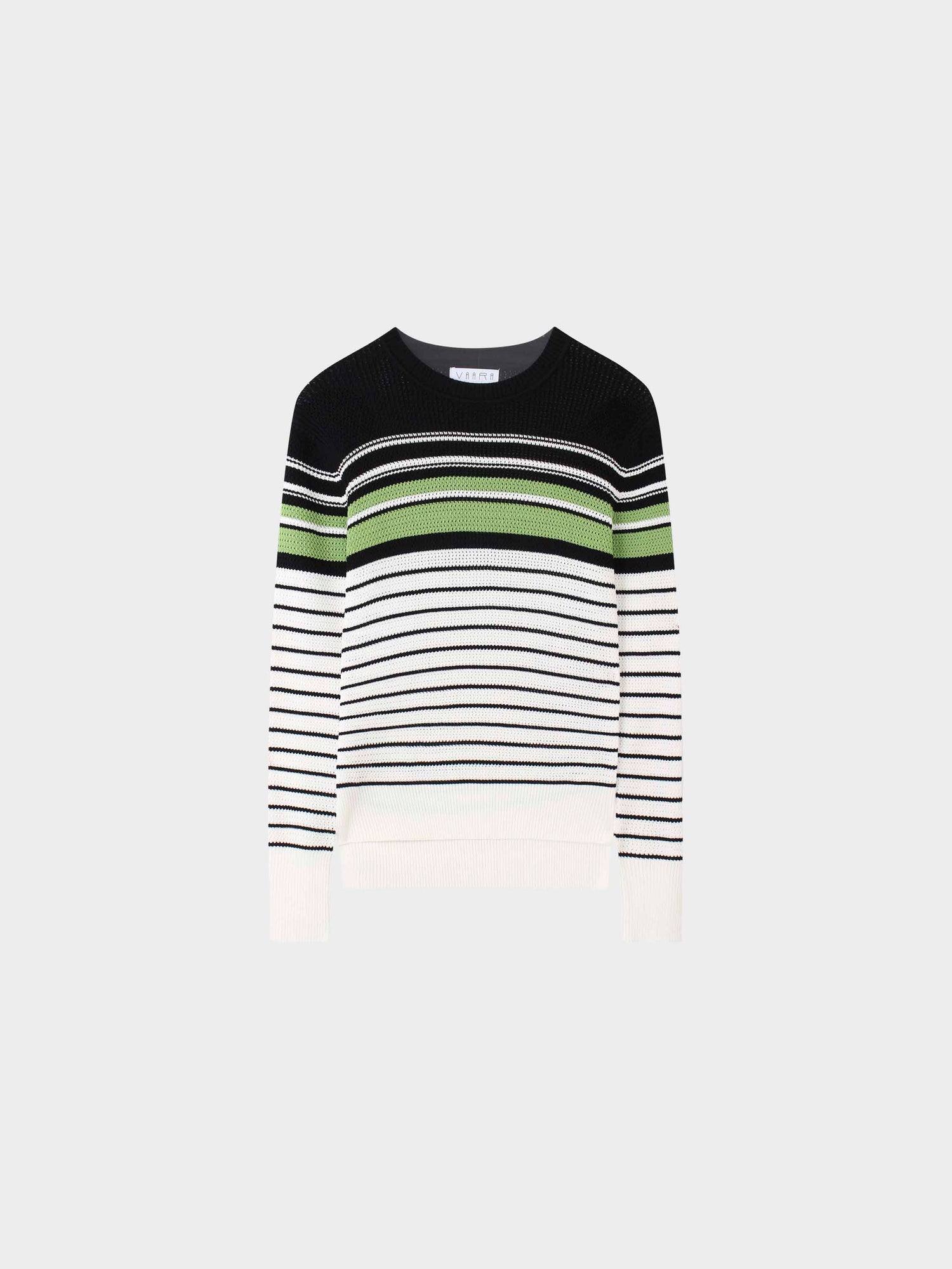 Crochet Nautical Sweater-Green/Black Stripe