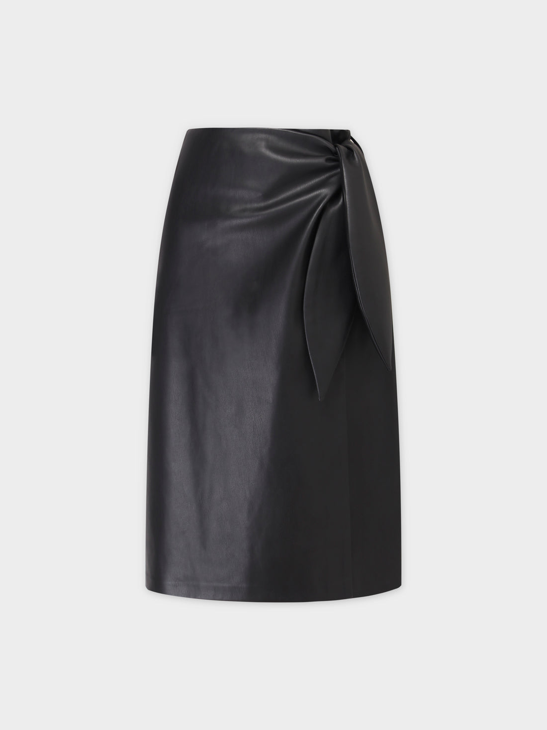 WRAP LEATHER SKIRT-BLACK