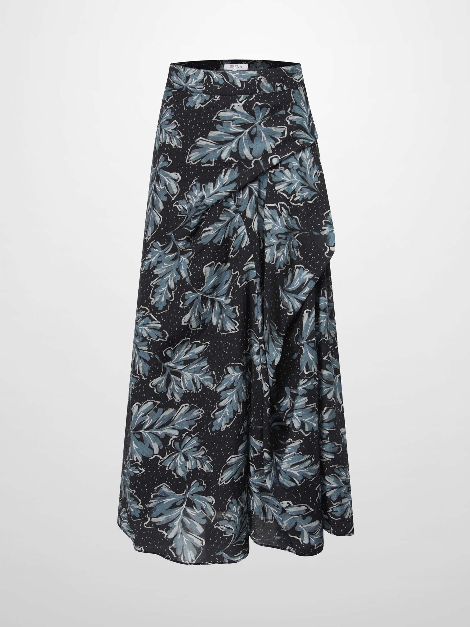 Gathered Overlay Skirt-Blue Floral