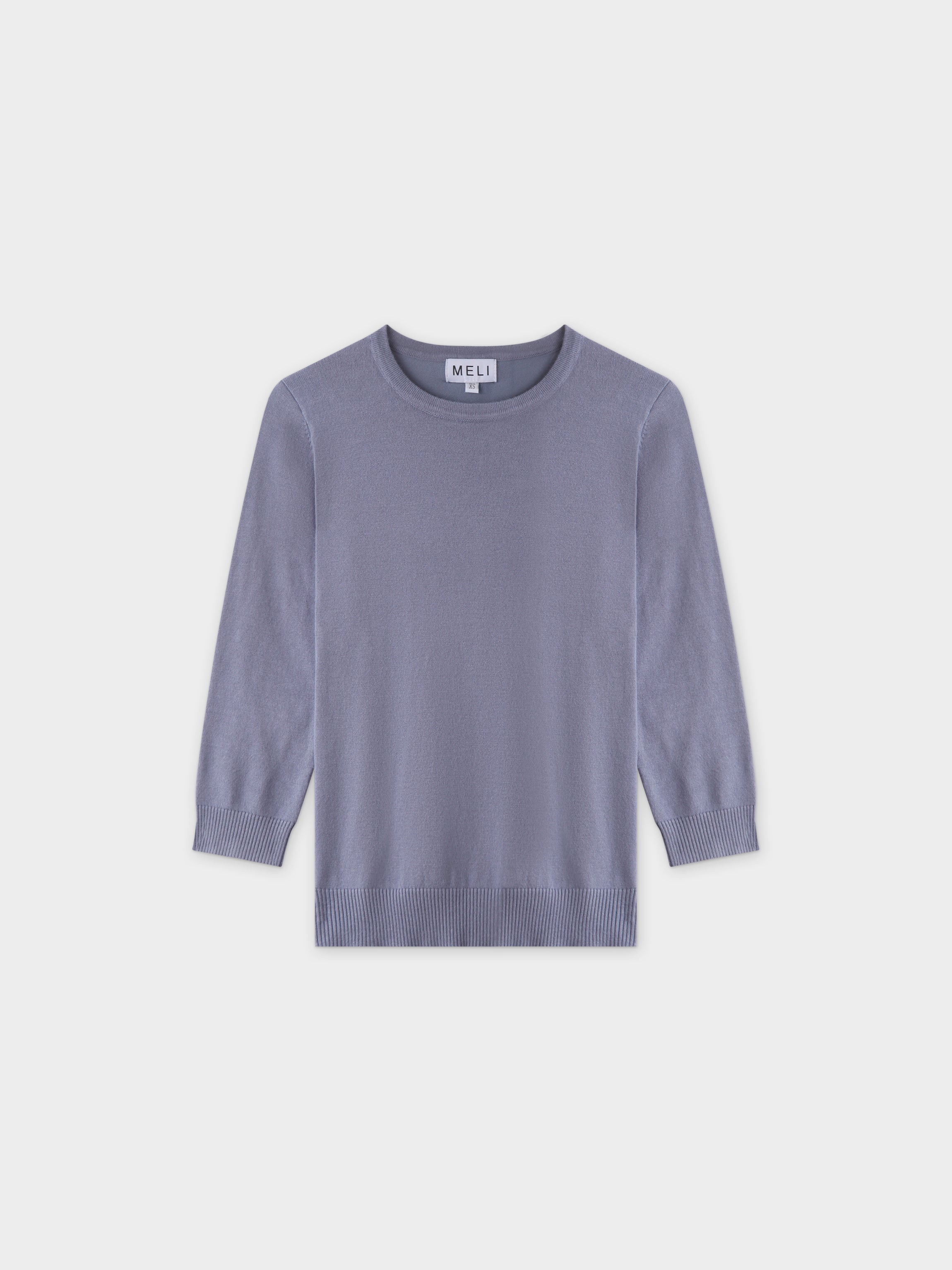 Basic Crew Sweater 3Q-Denim Blue