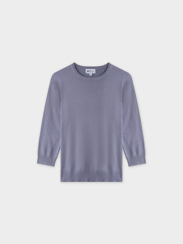 Basic Crew Sweater 3Q-Denim Blue