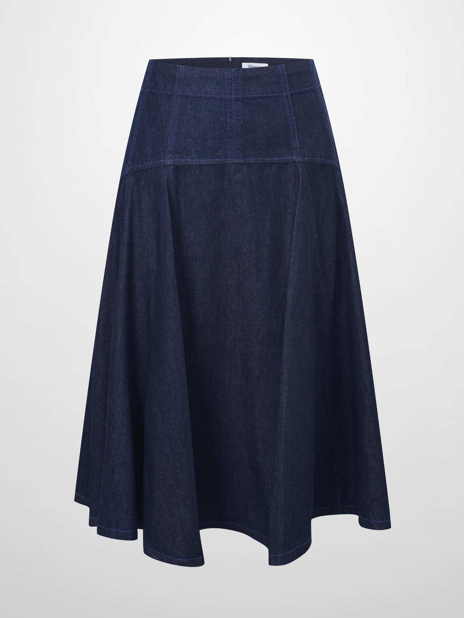 Yoke Denim Short Skirt-Blue