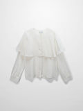 Silk Cape Blouse-Cream