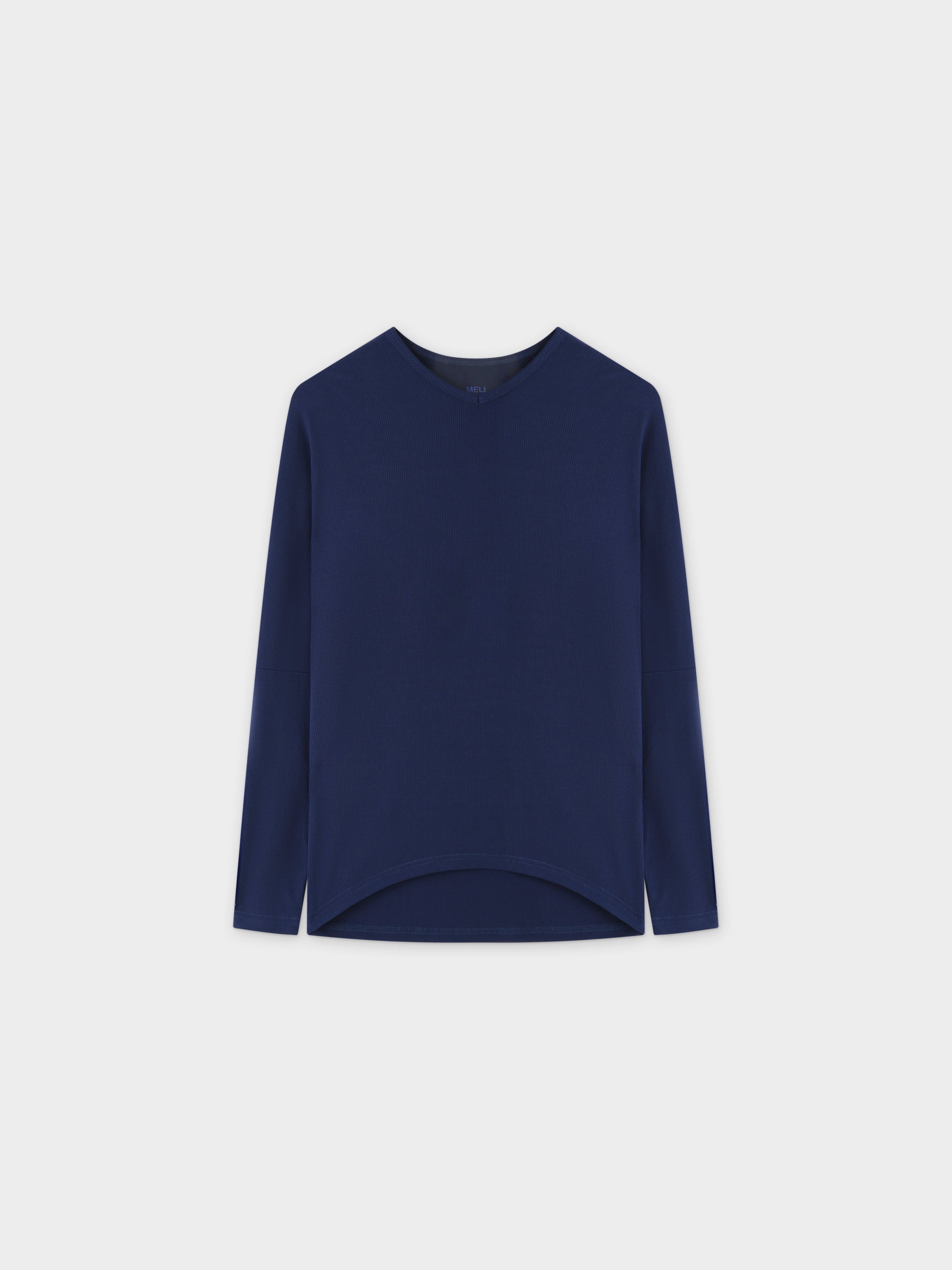 RIBBED DOLMAN TEE -NAVY