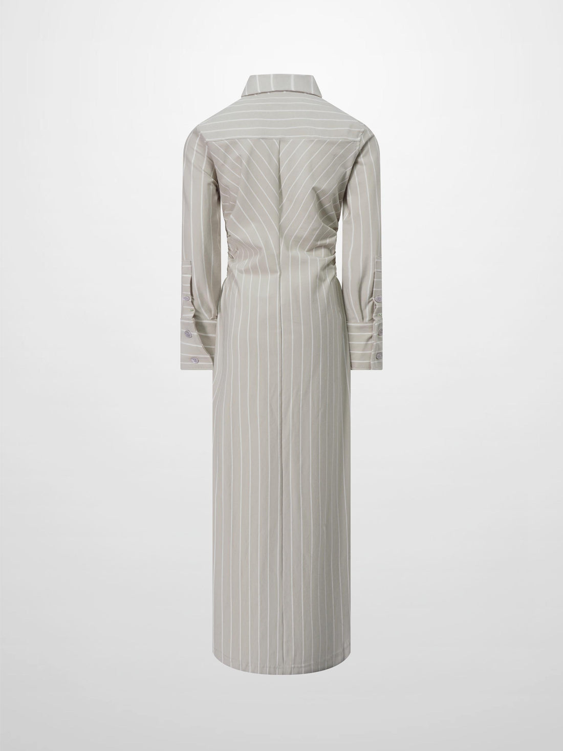 Side Shirred T-shirt Dress-Tan/White