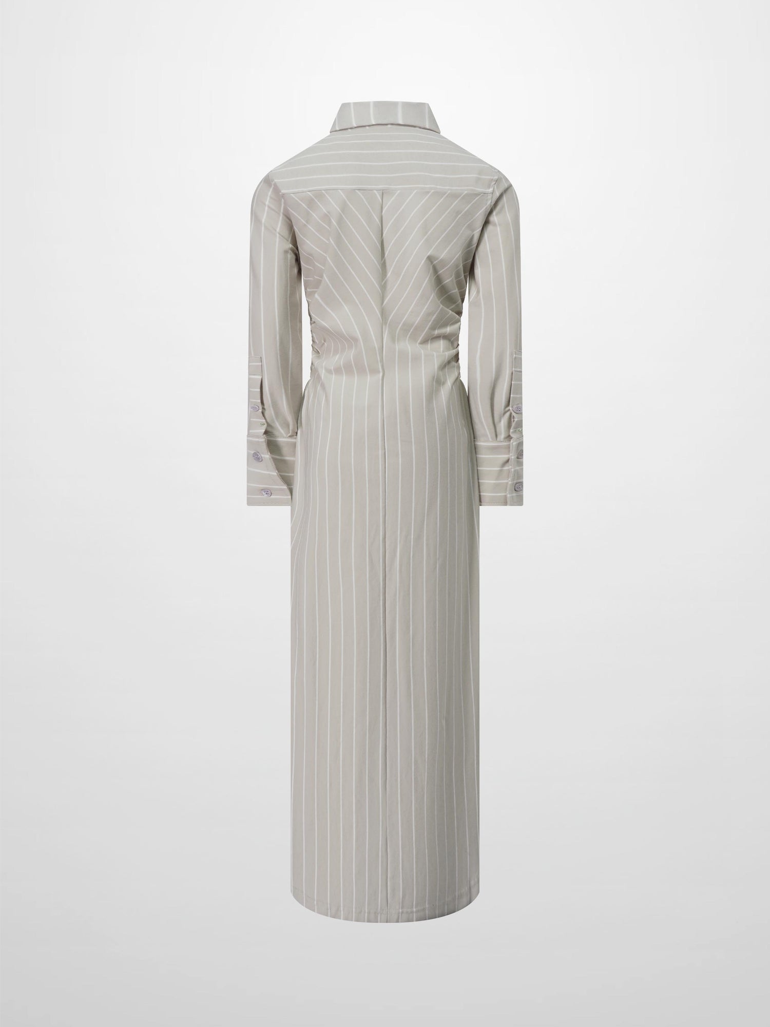 Side Shirred T-shirt Dress-Tan/White