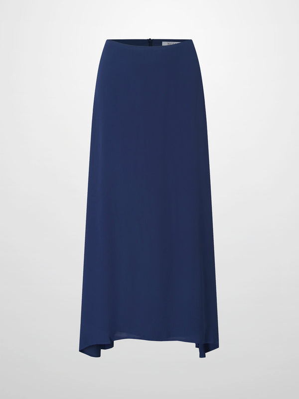 Curved Hem Maxi Skirt-Navy