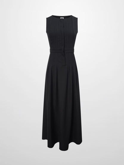 Stitch Down Pleat Jumper-Black