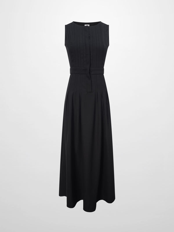Stitch Down Pleat Jumper-Black