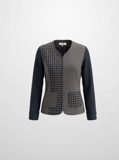 Plaid Boxy Jacket - Blue Plaid