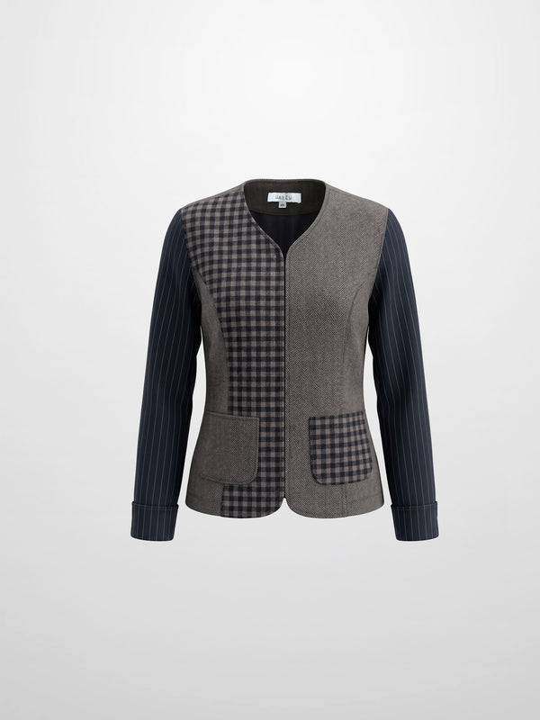 Plaid Boxy Jacket - Blue Plaid