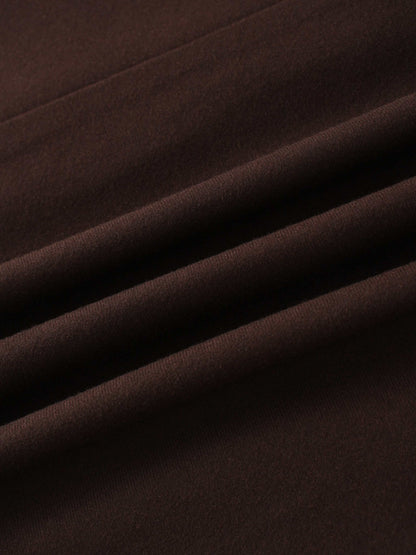 Basic A-Line Seamed Maxi Skirt-Brown