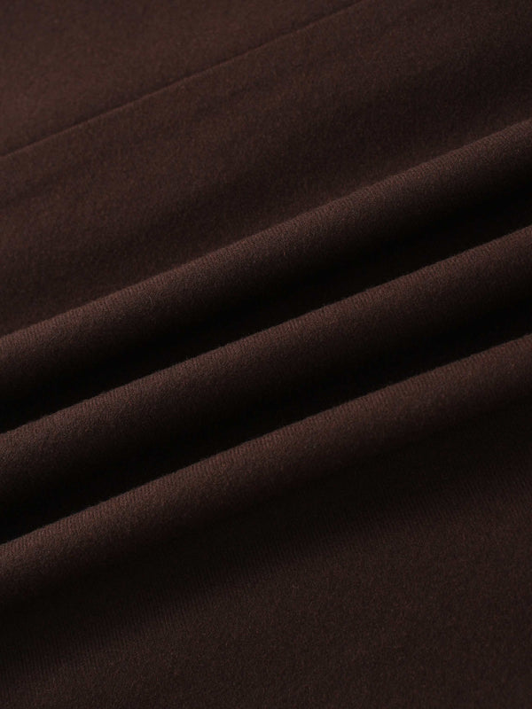 Basic A-Line Seamed Maxi Skirt-Brown