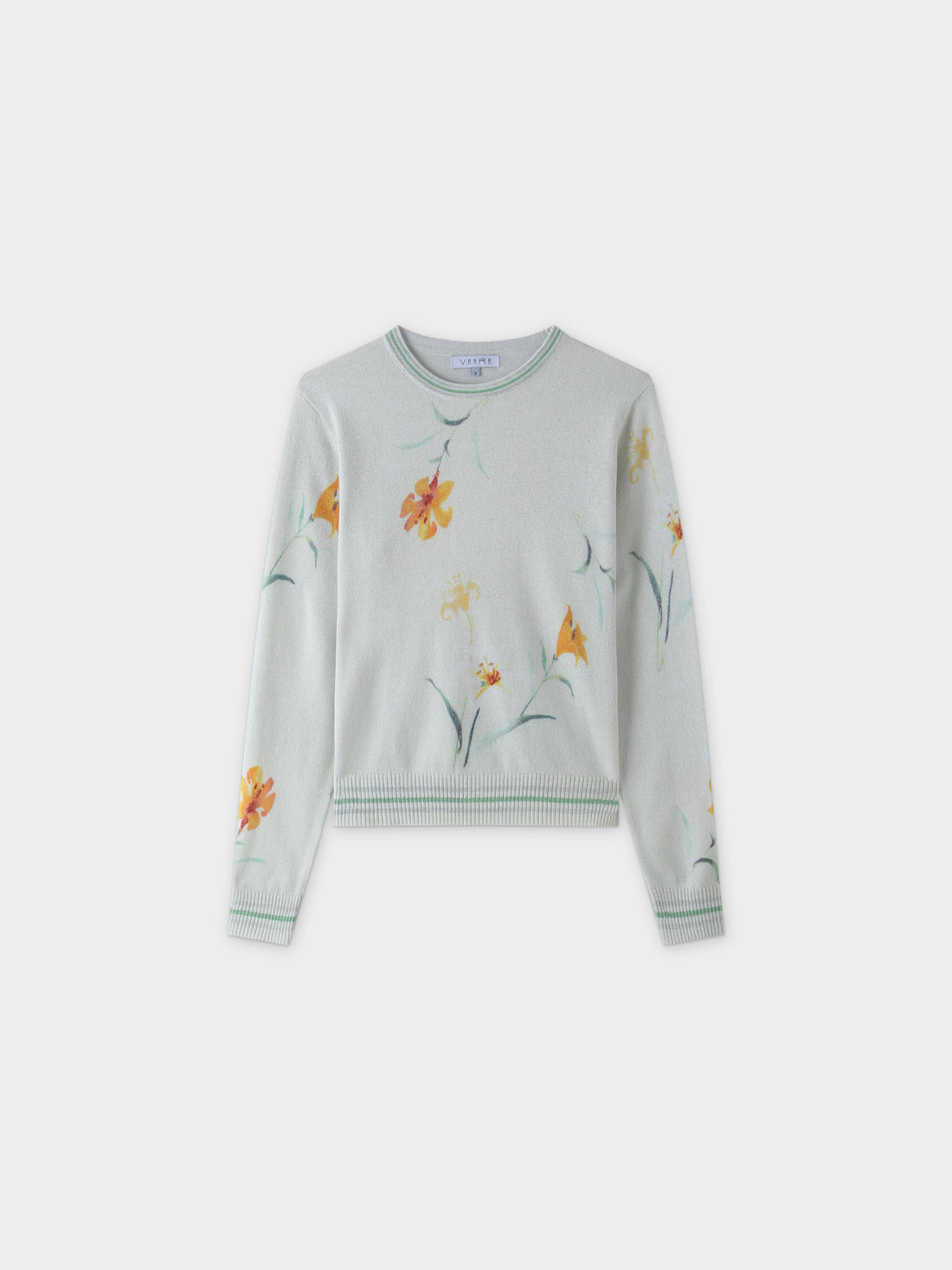 Lurex Floral Sweater-Yellow/Green