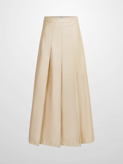 Lux Satin Pleated Skirt 37"-Ivory