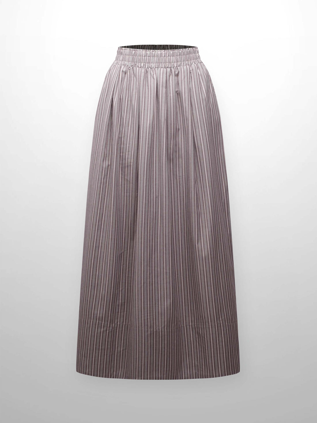 Striped Gathered Waist Skirt-Tan Stripe