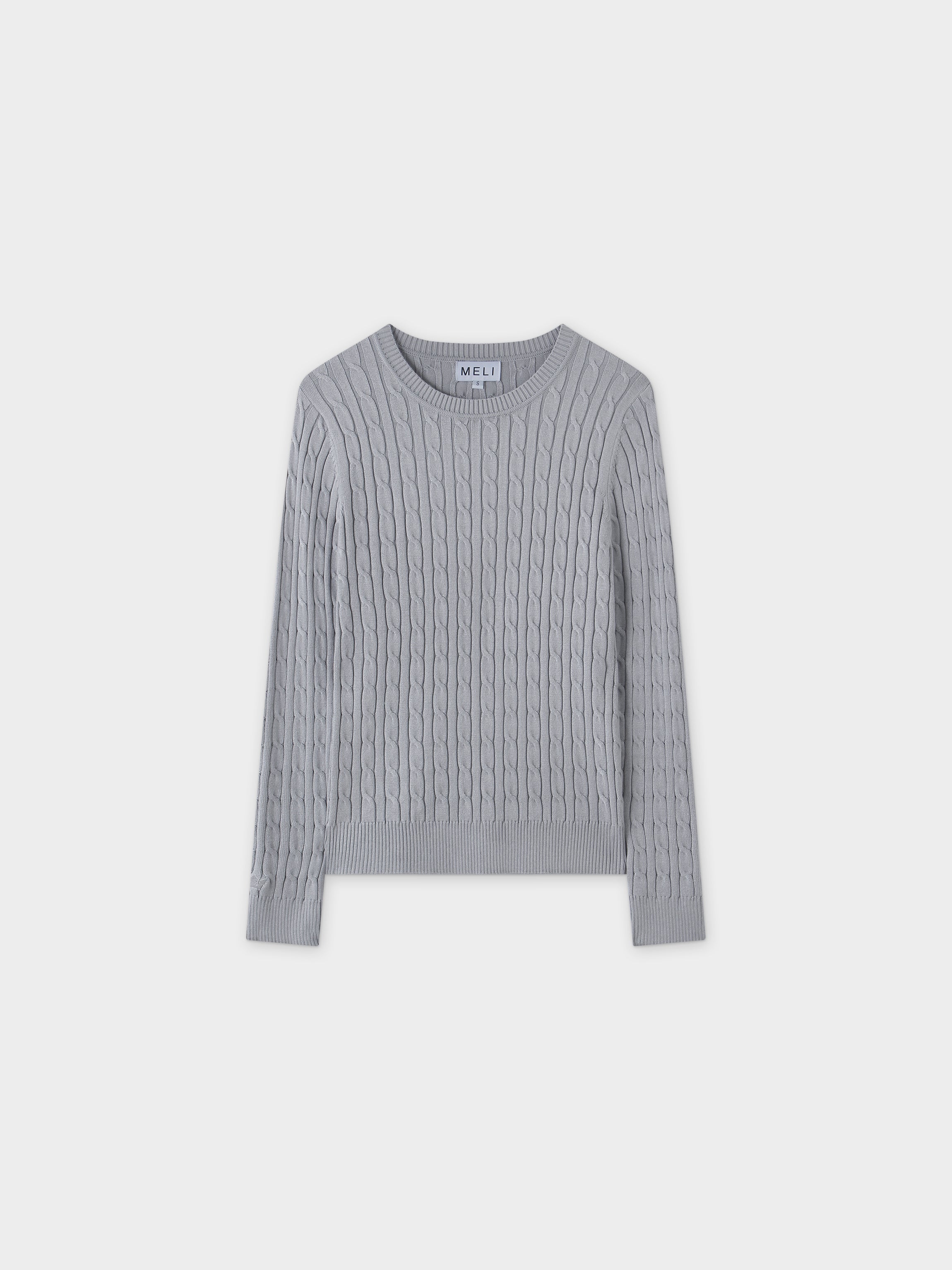 Knit Cable Sweater-Grey