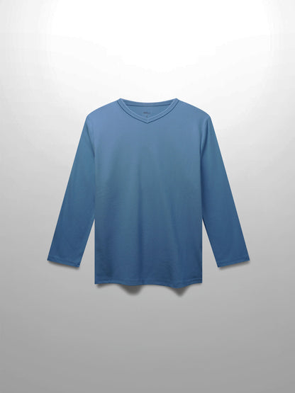 RIBBED HIGH V 3Q-DENIM BLUE