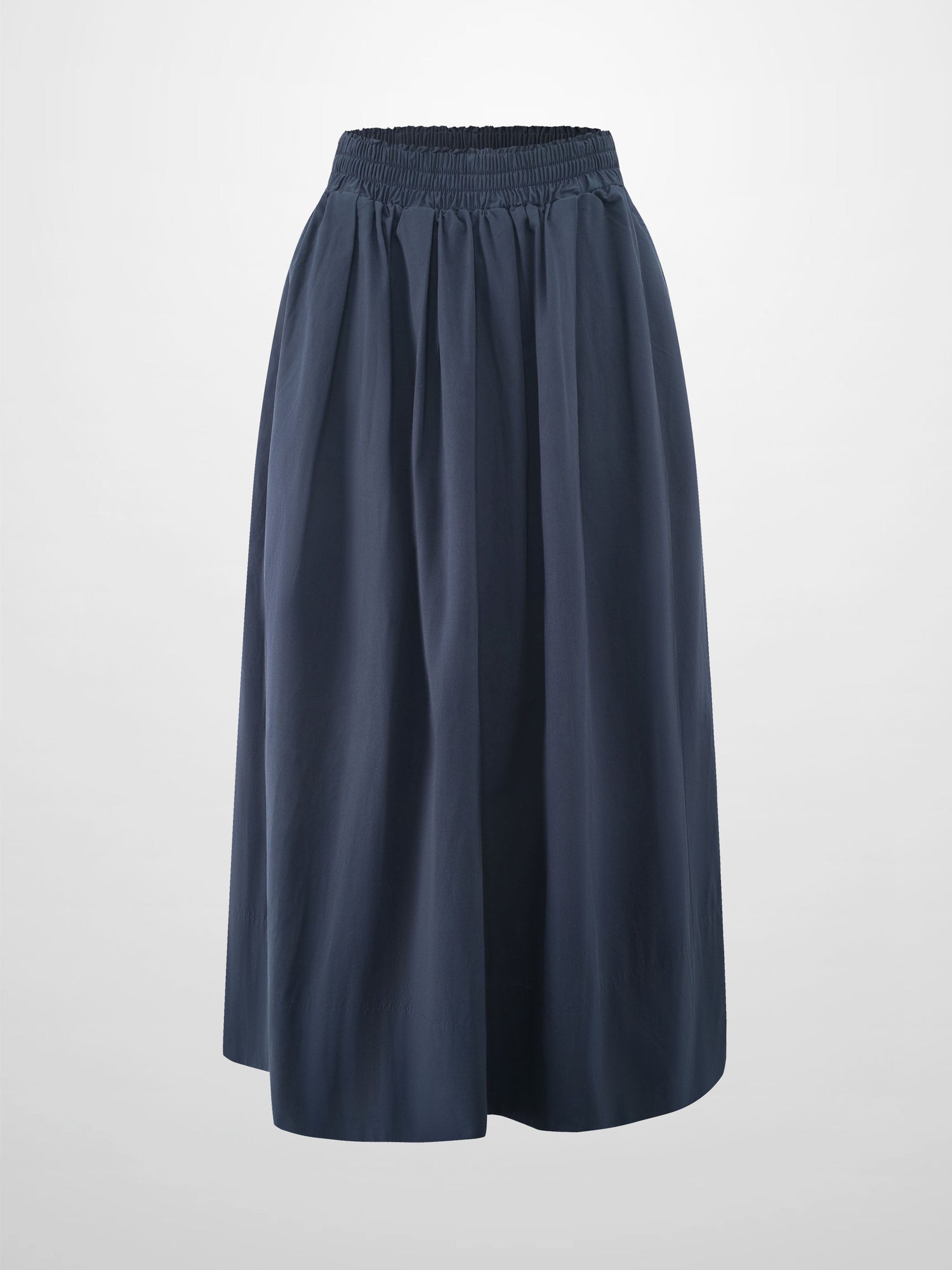 Elastic Waist Gathered Skirt-Navy