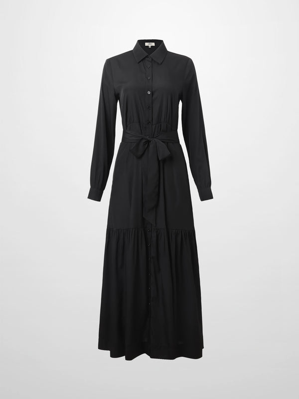 Prairie Bottom Shirt Dress-Black