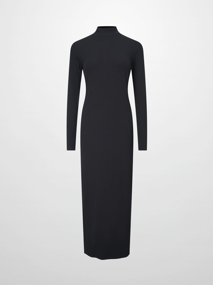 Ribbed Layering Dress-Black