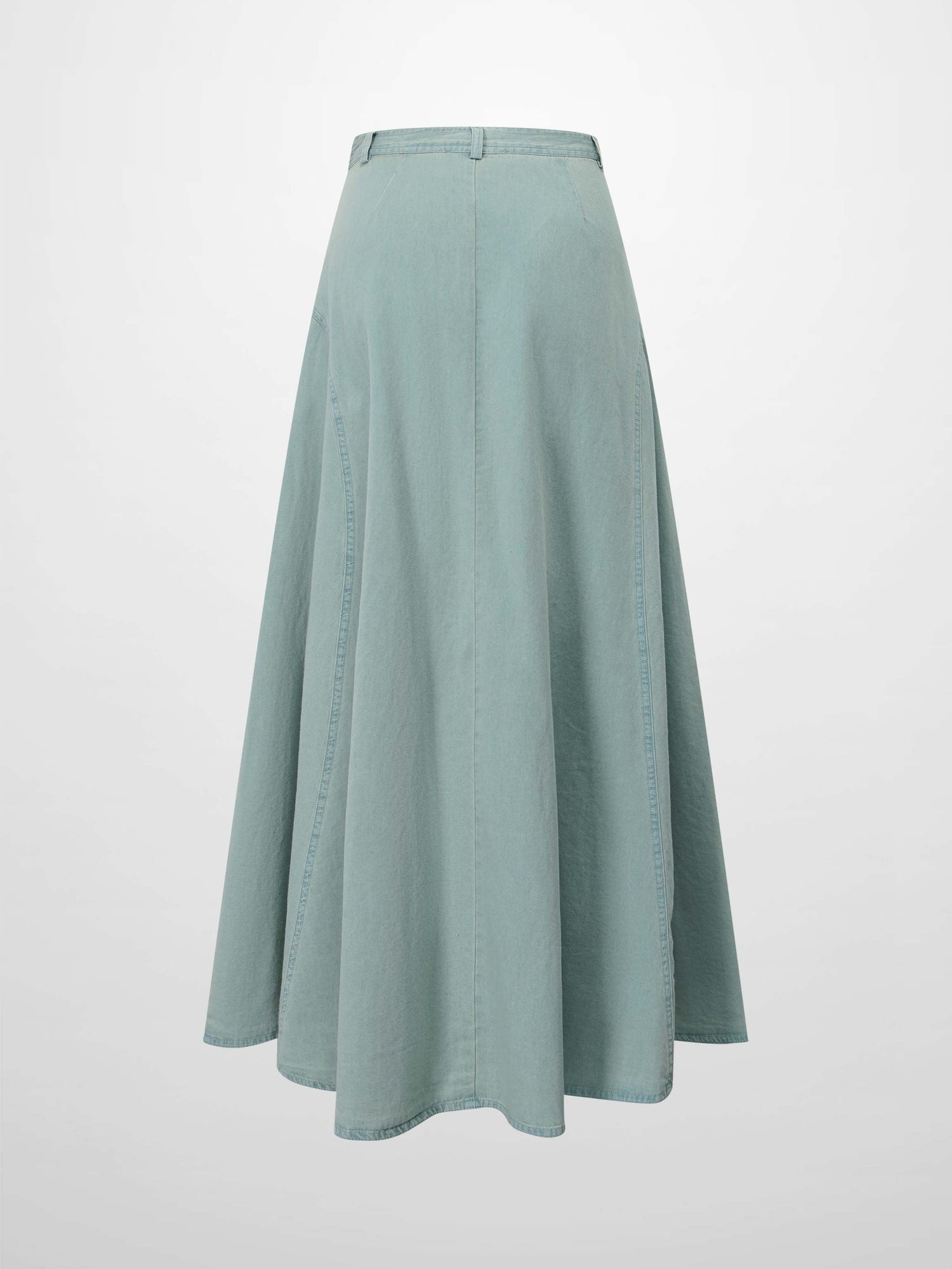 Denim Yoke Circle Skirt-Dusty Mint