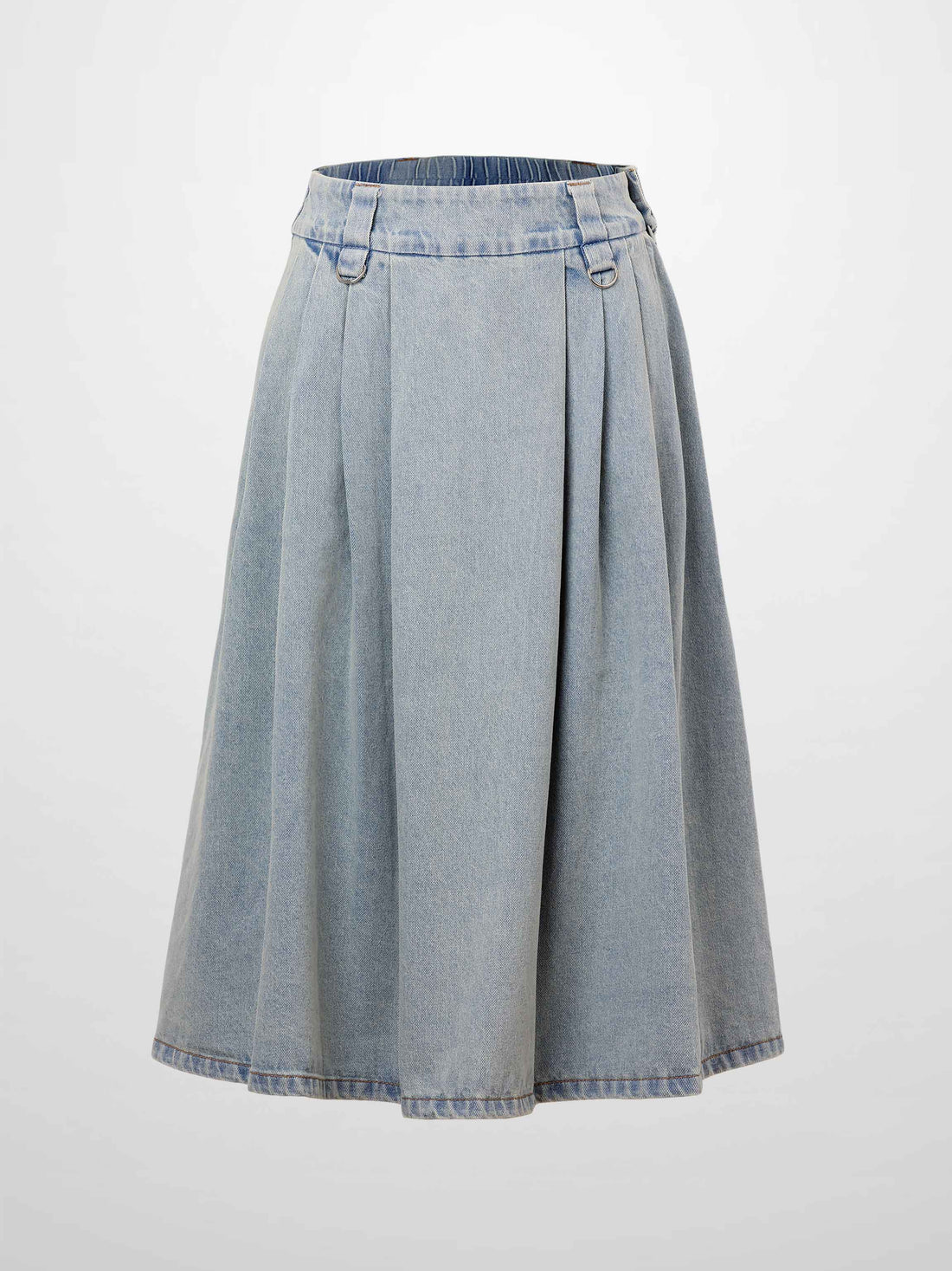 Buckle Design Denim Skirt-Blue