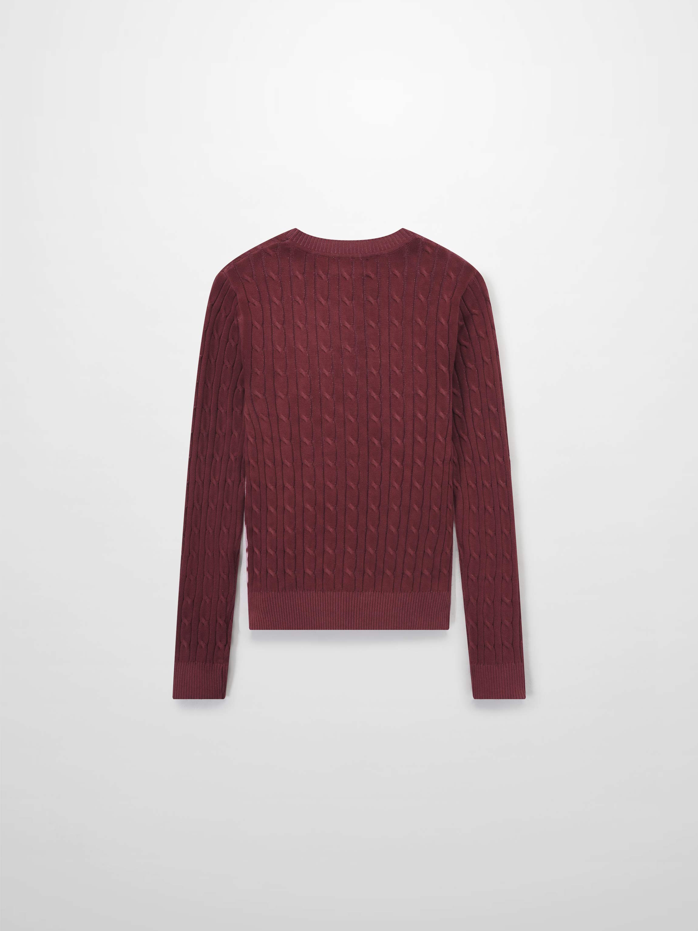 Printed Cable Sweater-Maroon/Pink Flower