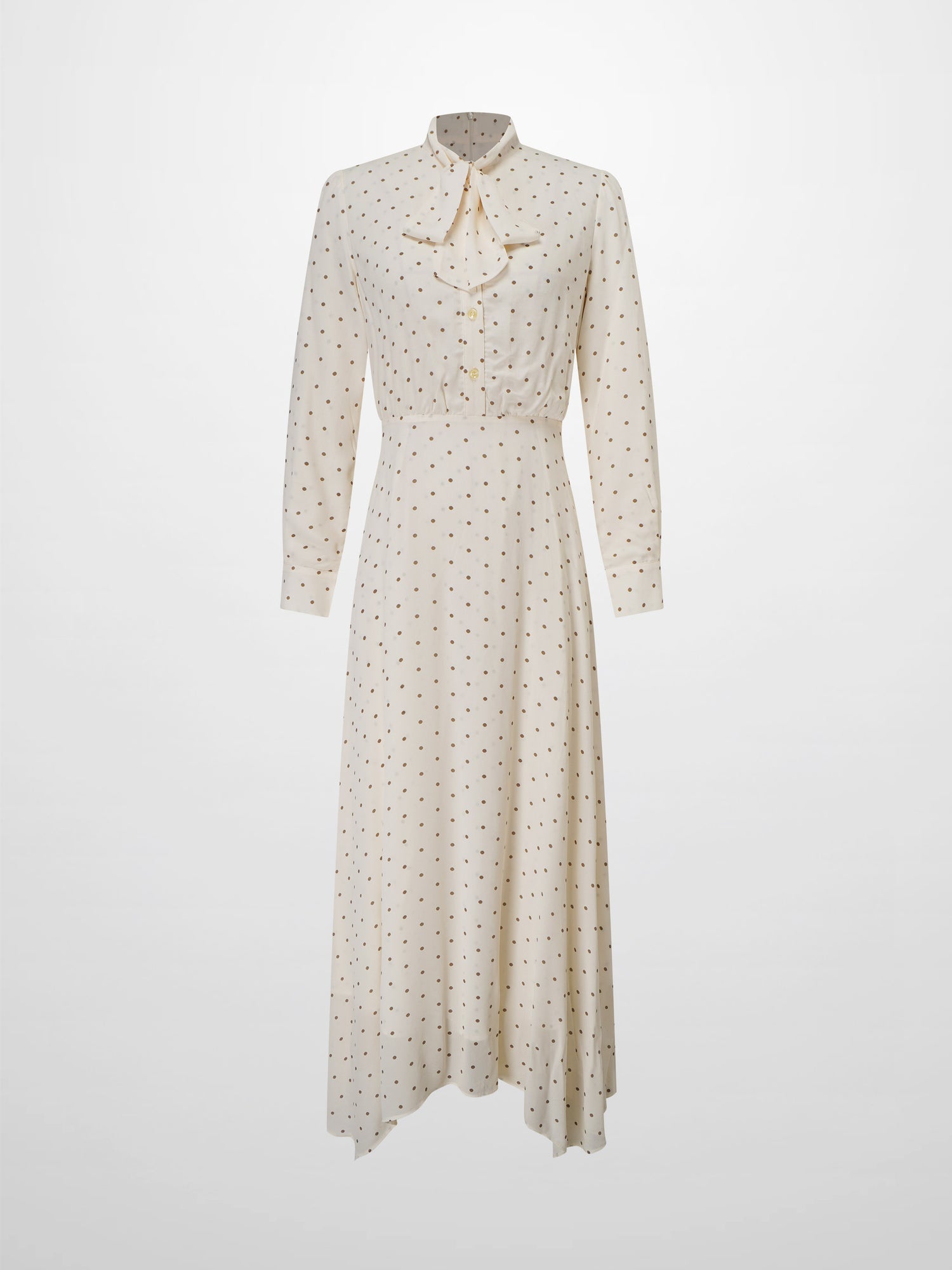 Stella & Rose Women's Katie Dress Long Sleeve Polka Dot Maxi Dress with Bow Detail - Size 12 - White Stella & Rose Women's Katie Dress Long Sleeve Polka Dot Maxi Dress with Bow Detail - Size 12 - White
