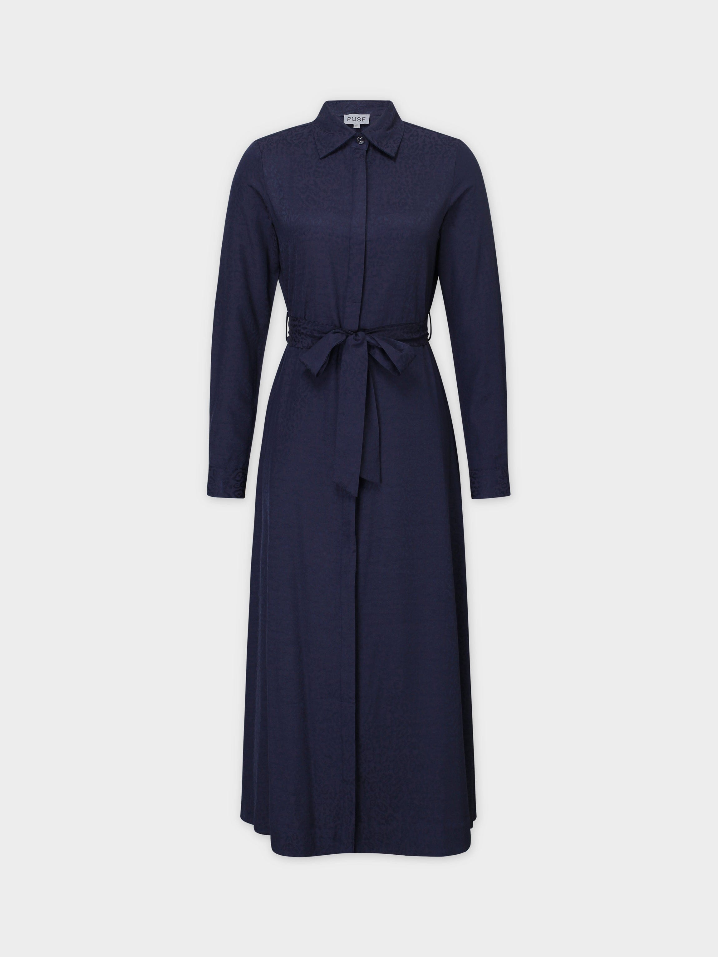 Basic Belted A-Line Dress-Navy – Fame on Central