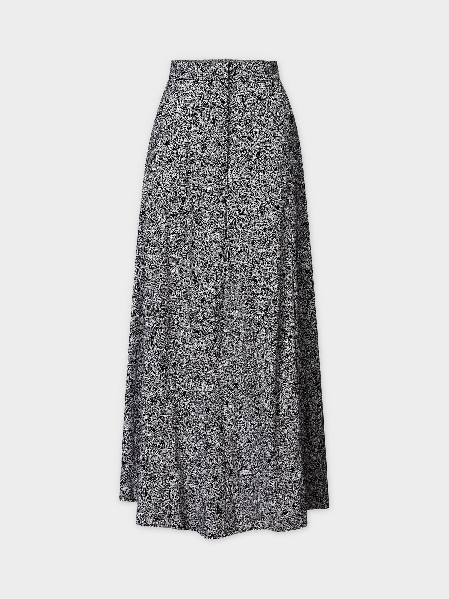 Pattern A-Line Seamed Skirt-B/W Paisley