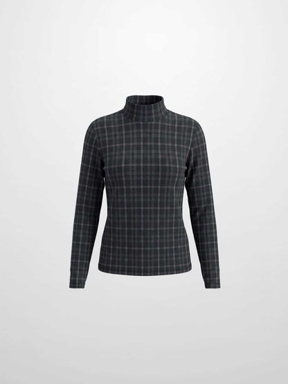 Mesh Plaid Turtleneck - Grey Plaid