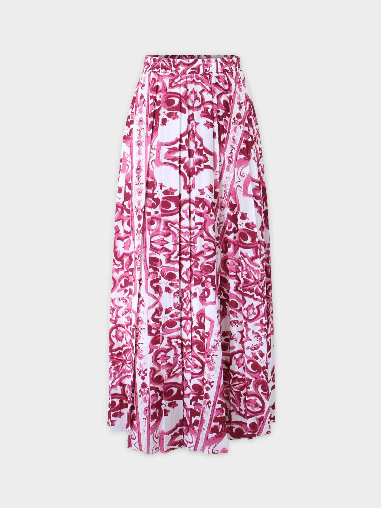 Covered Band Pleated Skirt 37&quot;-Pink Picasso