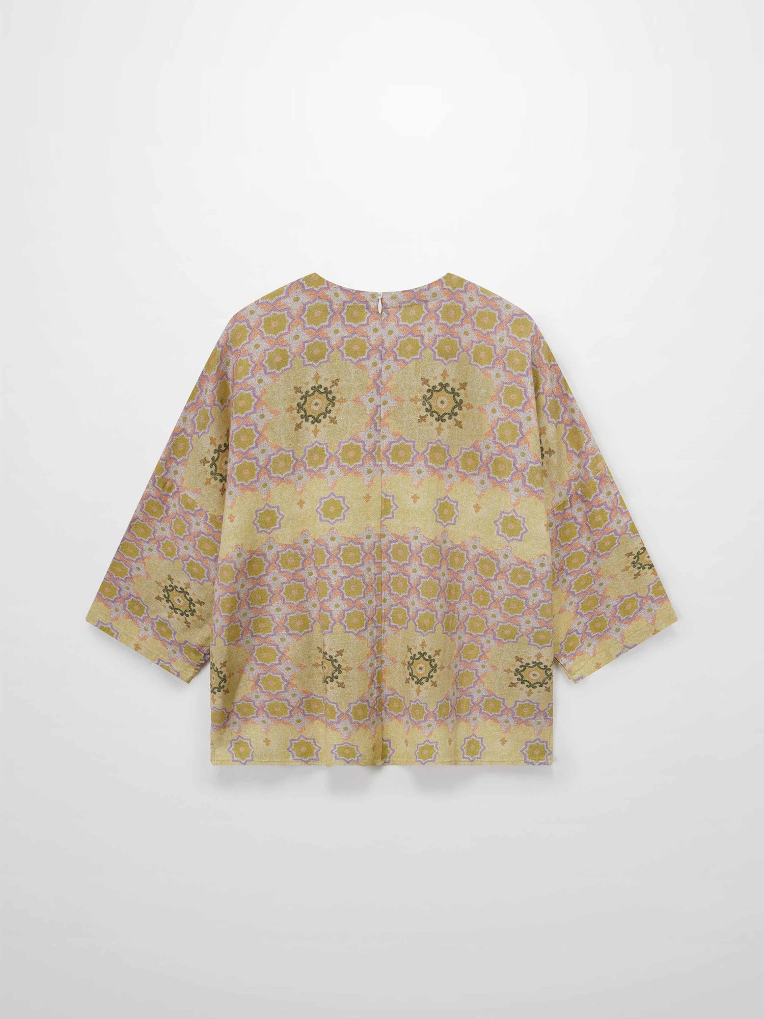 Linen Blend Crop Swing Top-Geometric