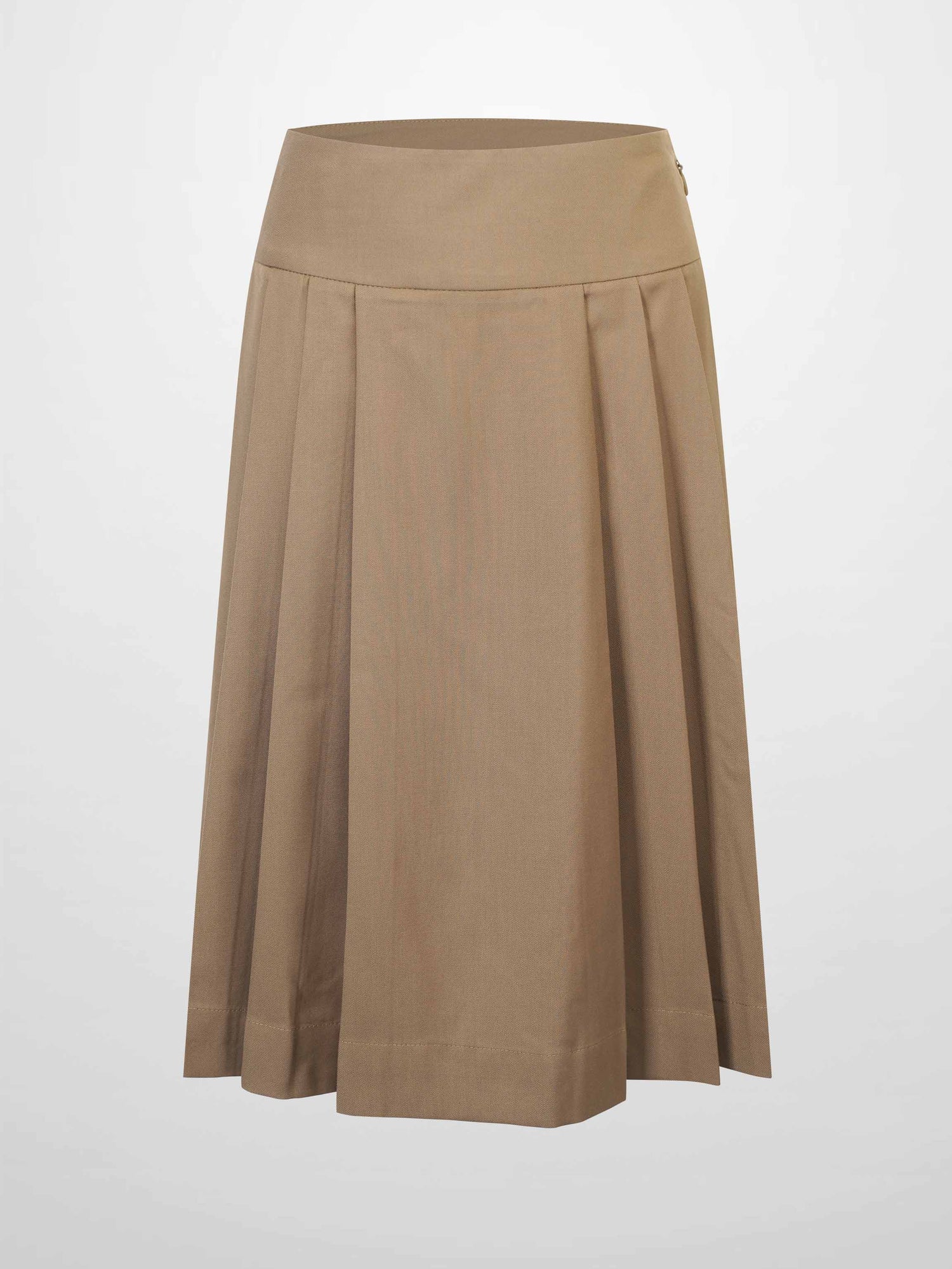 Yoke Pleated Skirt-Camel